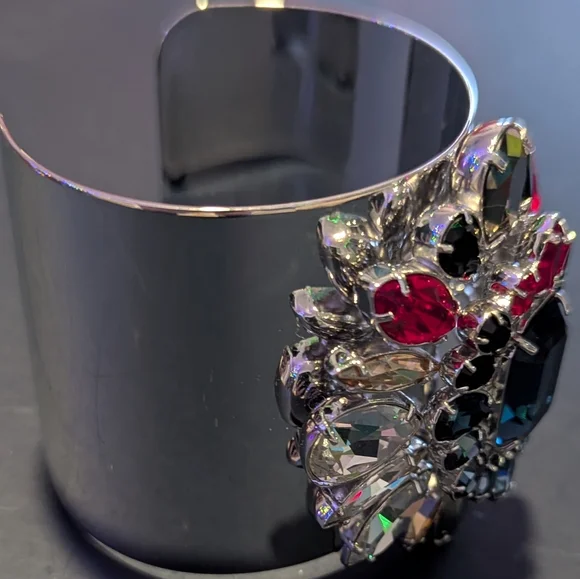 Swarovski Silver Cuff with Red and Blue Crystals - Picture 6 of 6